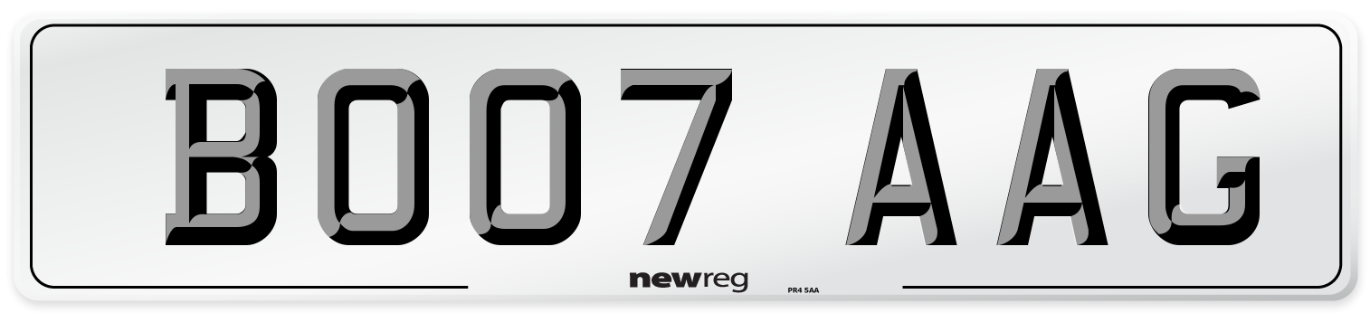 BO07 AAG Number Plate from New Reg